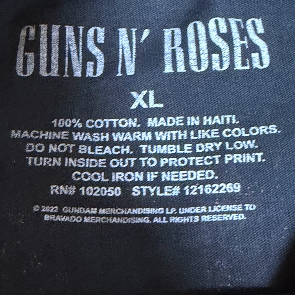 Guns N’ Roses US Tour 1991 Graphic Band Tee Shirt Size XL Black Skull Roses - Picture 5 of 5